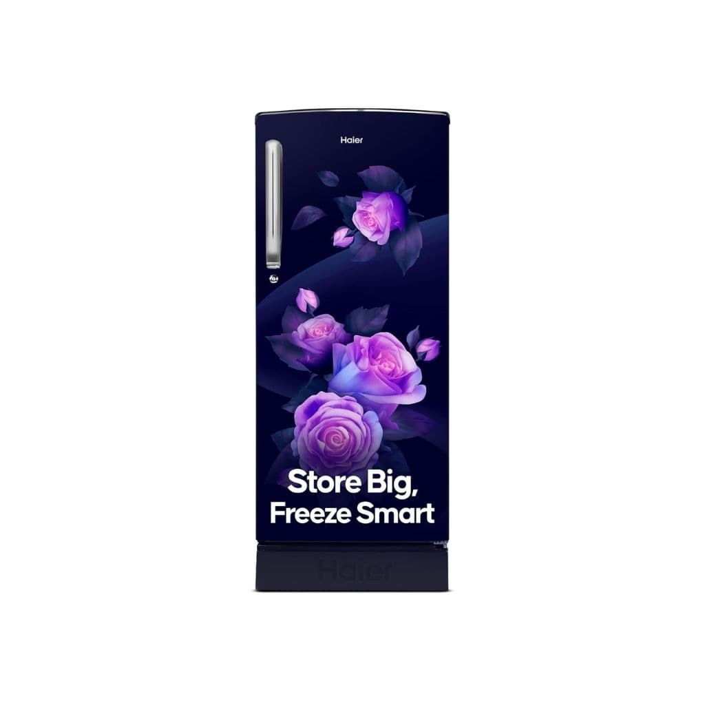 Haier SmartChoice 205 L, 3 Star, Direct-Cool Single Door Refrigerator (HED-213MRB-N, Marine Rose, Base Stand Drawer)