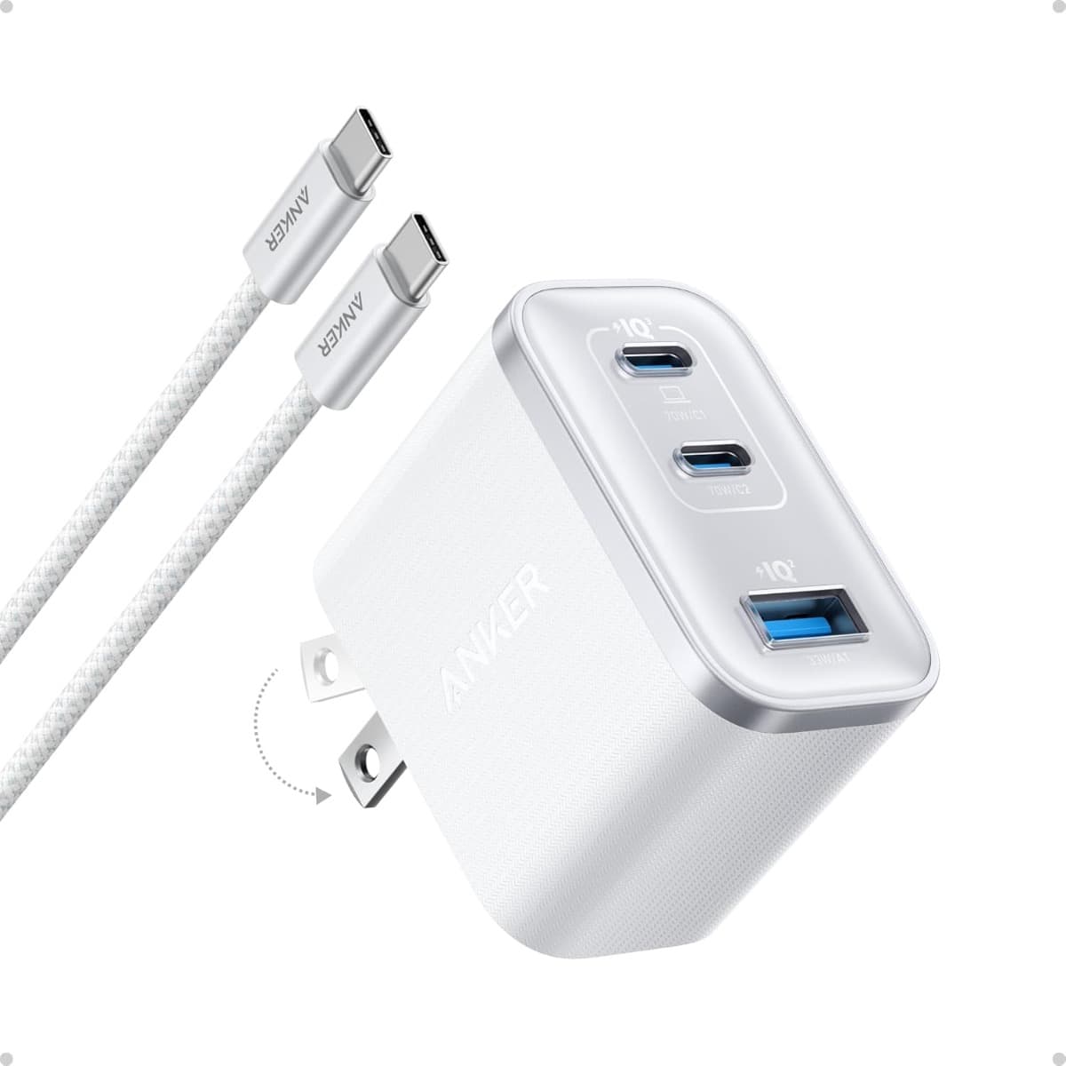 Anker Nano USB-C Charger Block, Ultra-Fast 70W Output 3-Port