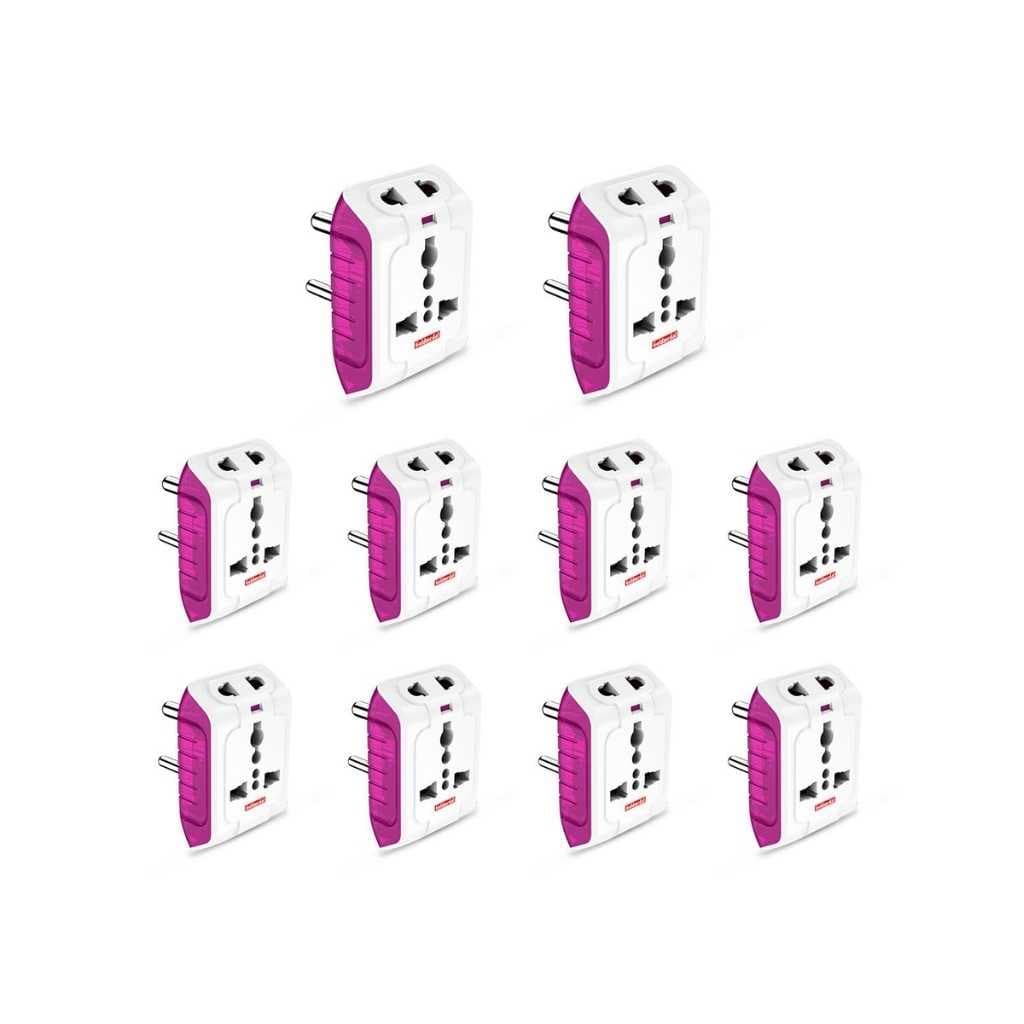 Goldmedal Spice 3 Pin 240V Multi Plug Socket Universal Travel Adaptor with LED Indicator (Pack of 10)