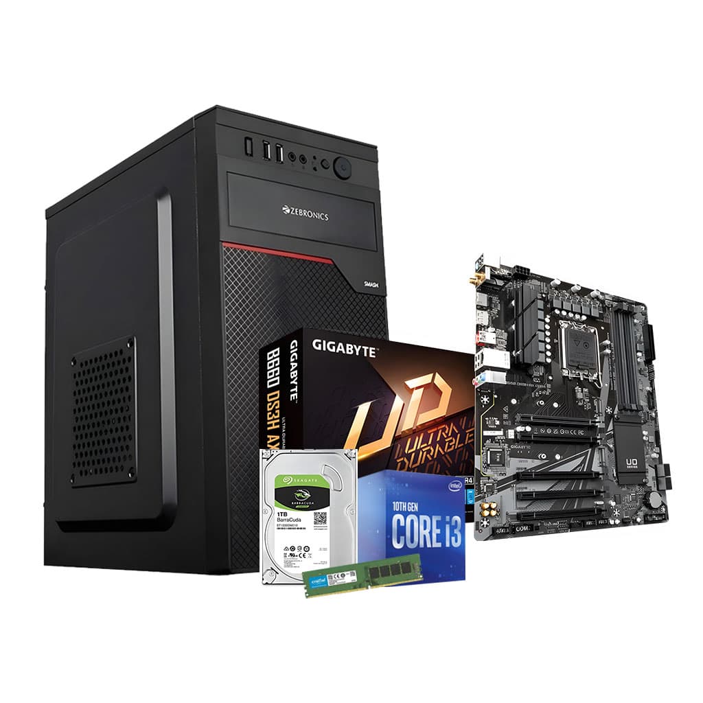 Assembled i3-10105F Core i3 (10th Gen) (8 GB DDR4/512 GB SSD/Windows 11 Home/2 GB/ASSEMBLED PC) with MS Office (Black, 45 cm x 55 cm x 45 cm, 8 kg)