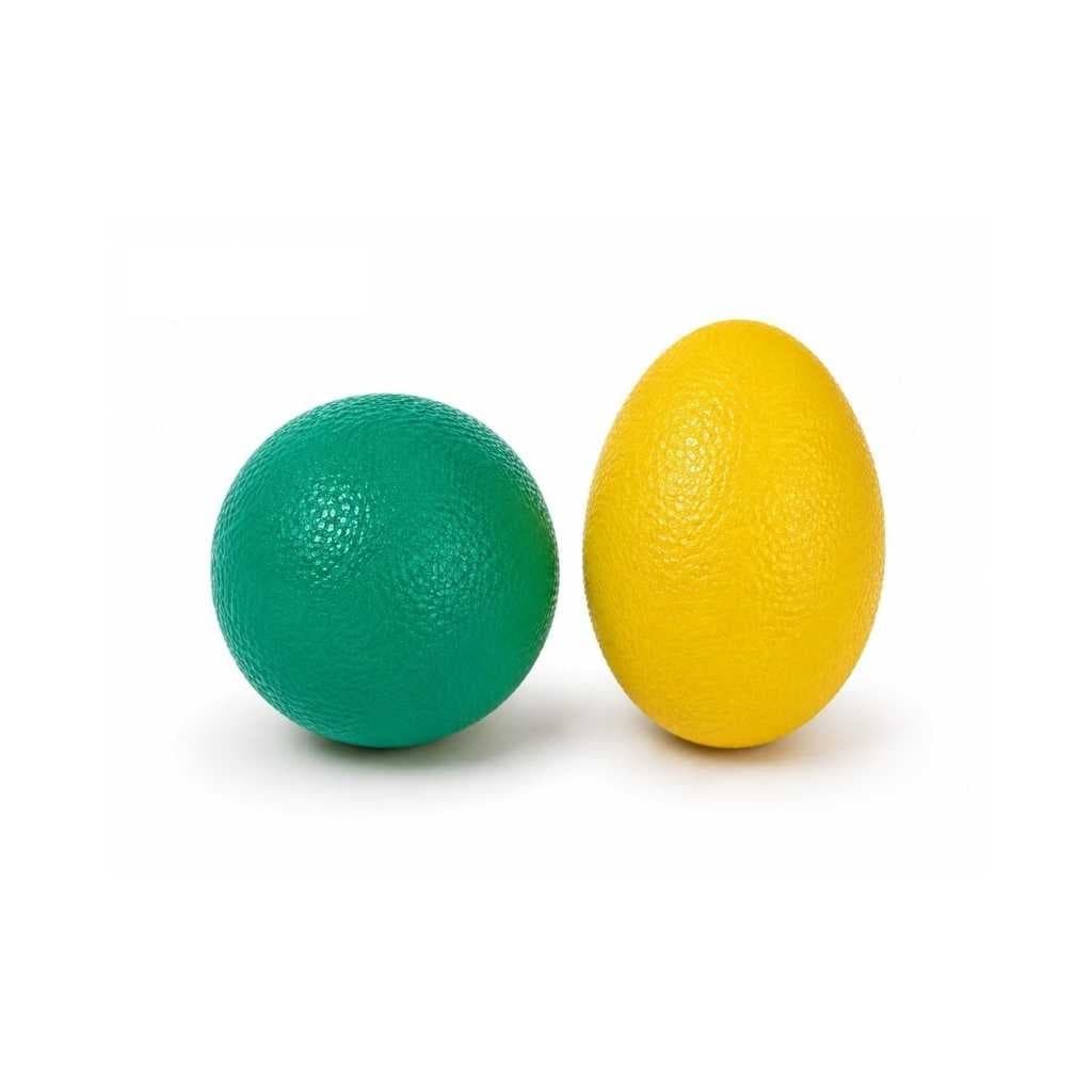 Textured Sensory Stress Relief Balls – Green Round Ball & Yellow Egg-Shaped Ball
