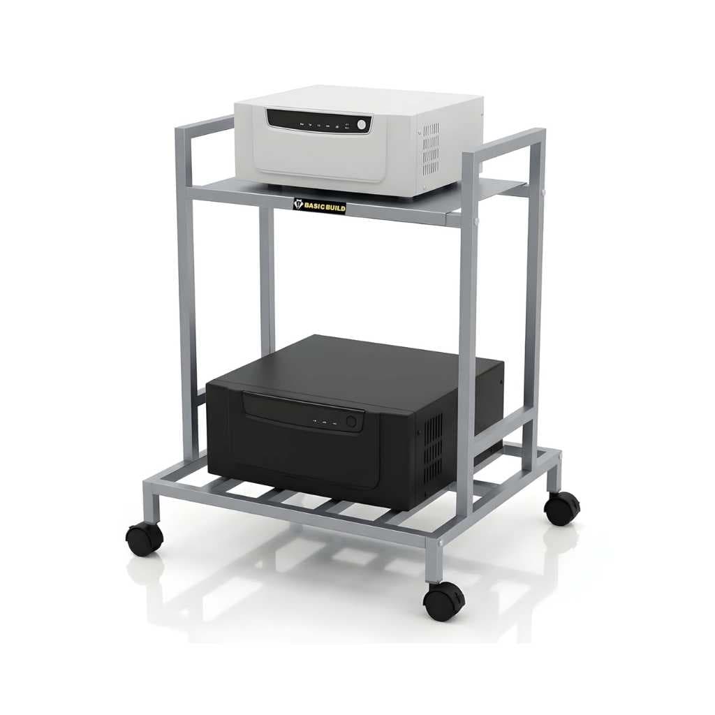2-Tier Metal UPS Inverter Stand with Wheels