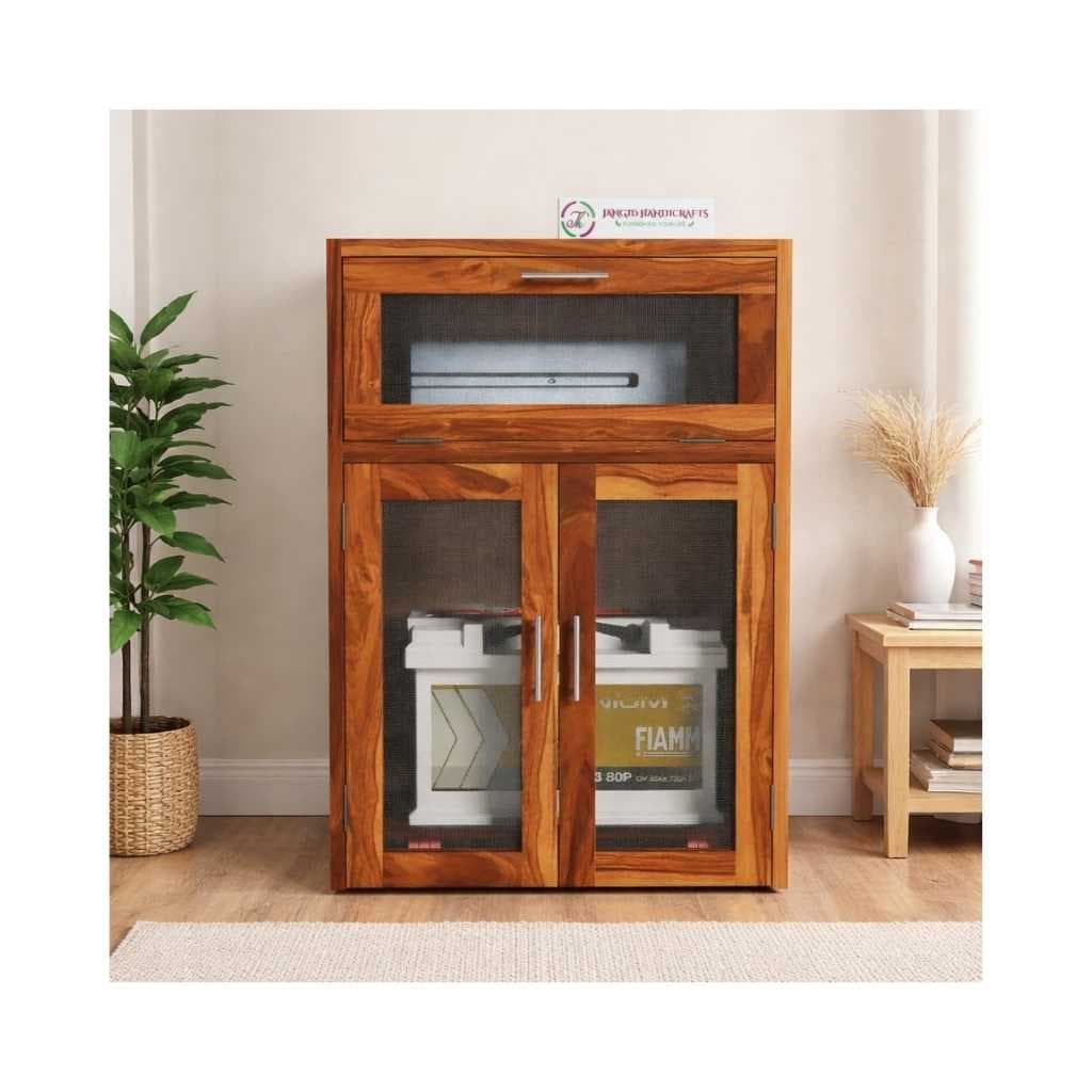 Jangid Handicraft Solid Sheesham Wood Inverter Battery Cabinet