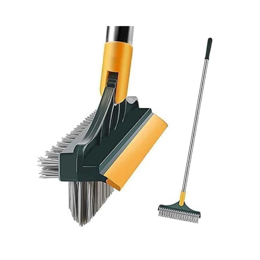 3-in-1 Bathroom Cleaning Brush with Wiper and Long Handle