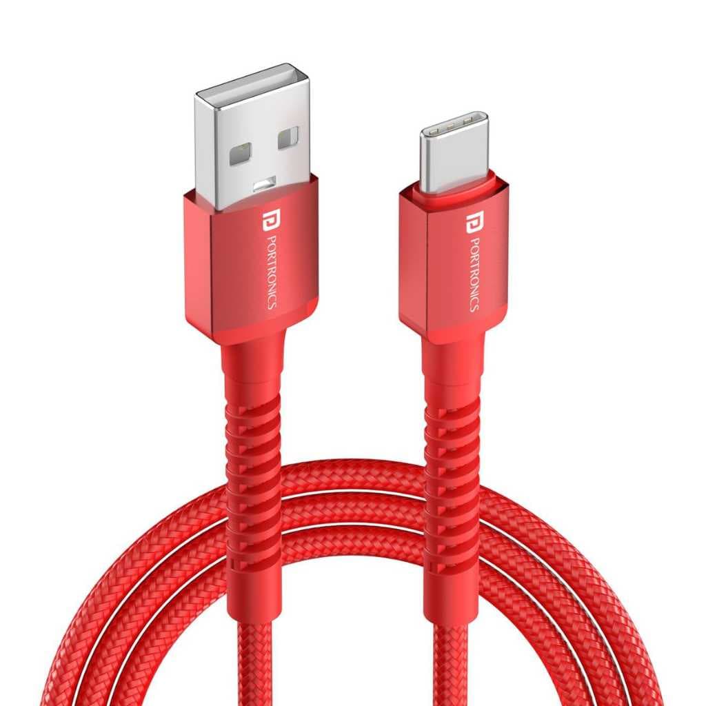 Portronics Konnect X 60W 6A USB-A to Type-C Fast Charging Cable (Red)