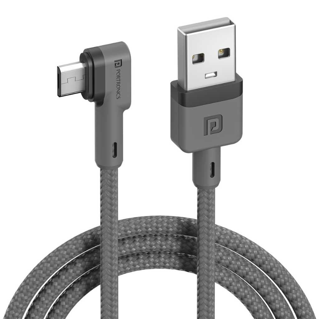 Portronics Konnect L 1.2M Fast Charging 3A Micro USB Cable (Grey)