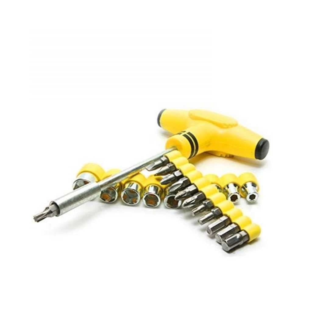 T-Bar 24pcs Tool Kit for Home Machine Car Repair Screw Driver Philips Torx Bits