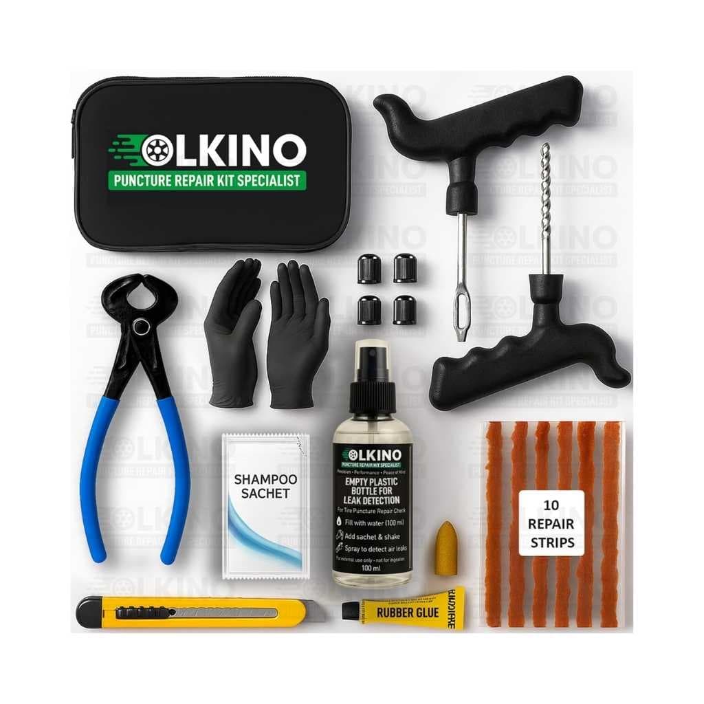 OLKINO 12-in-1 Tubeless Tyre Puncture Repair Kit
