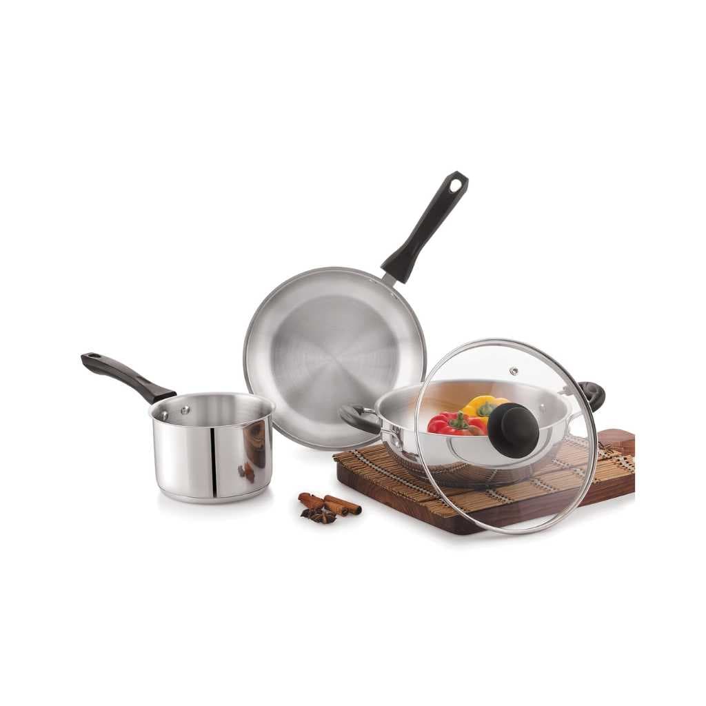 Cello Galaxy Steelox Stainless Steel 3 Pc Cookware Set