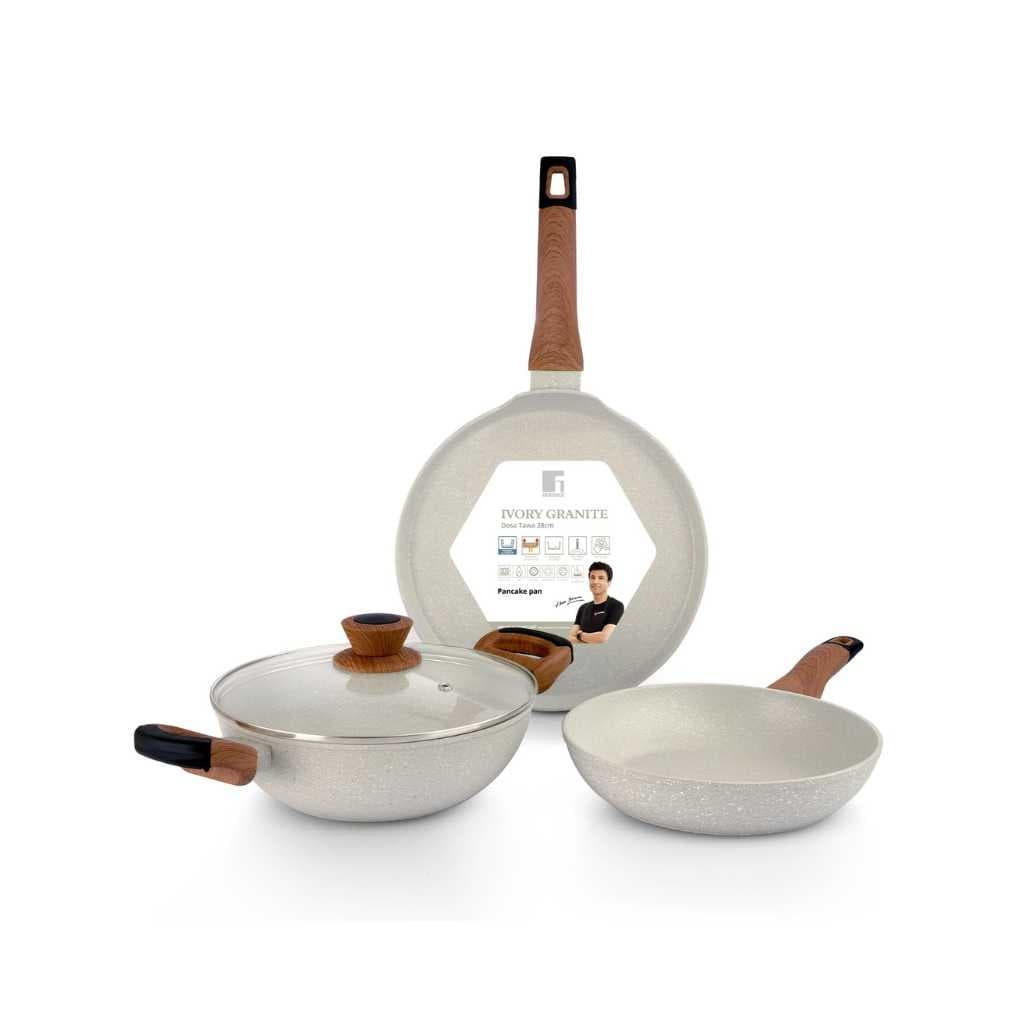 Bergner Ivory Granite Non-Stick 4 Pcs Cookware Set