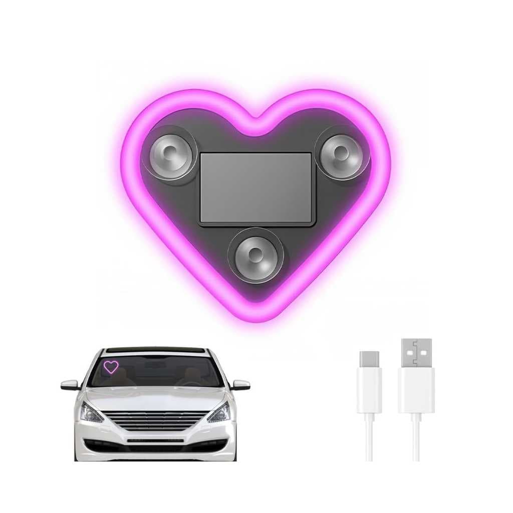 Car Interior LED Light Heart Shape with Solar Panel
