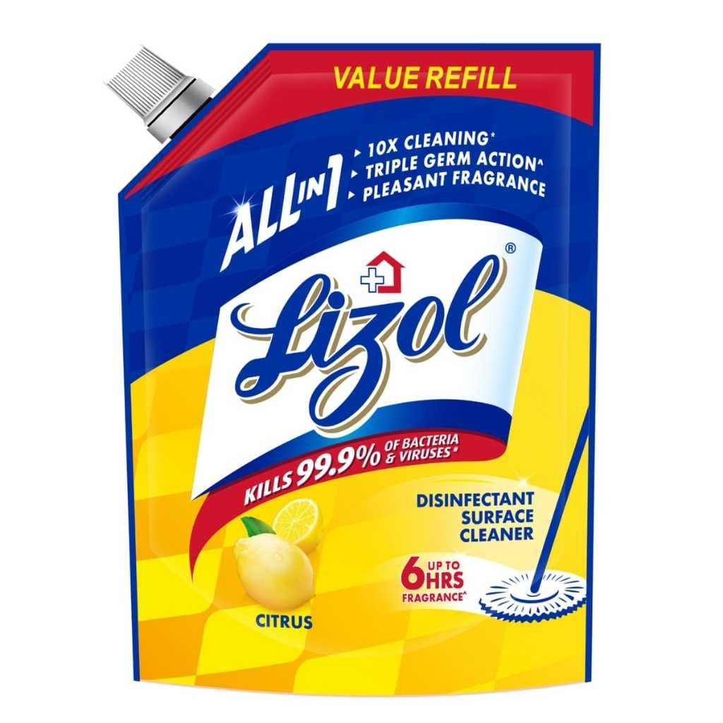Lizol Disinfectant Surface & Floor Cleaner Liquid Refill Pack, Citrus – 1800 ml