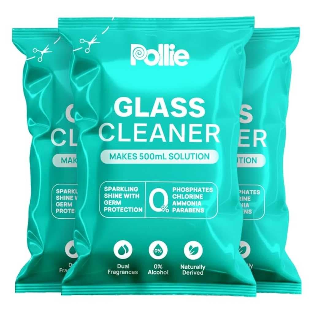 Pollie Glass Cleaner Pack of 3 Sachets – 1.5L