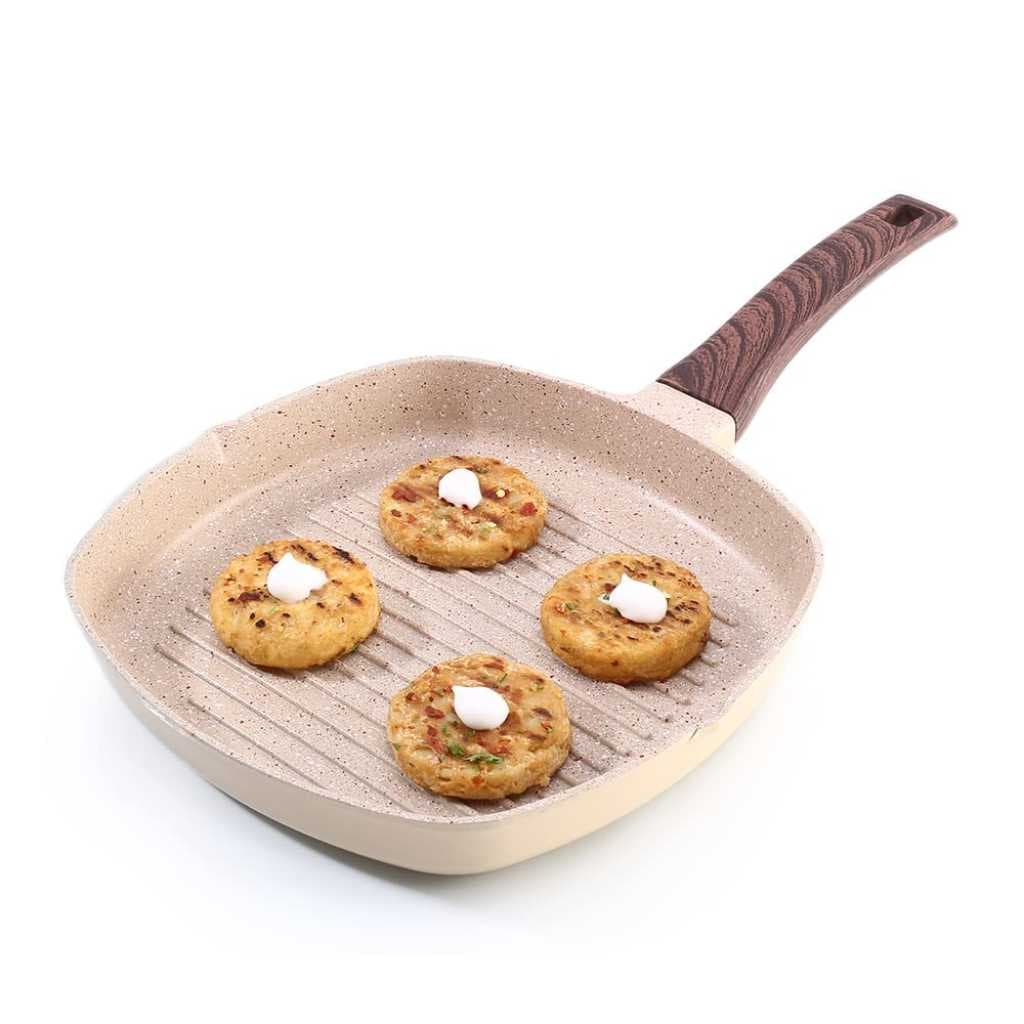 Wonderchef Duralife Die-cast Non-Stick Grill Pan 24cm, Ivory