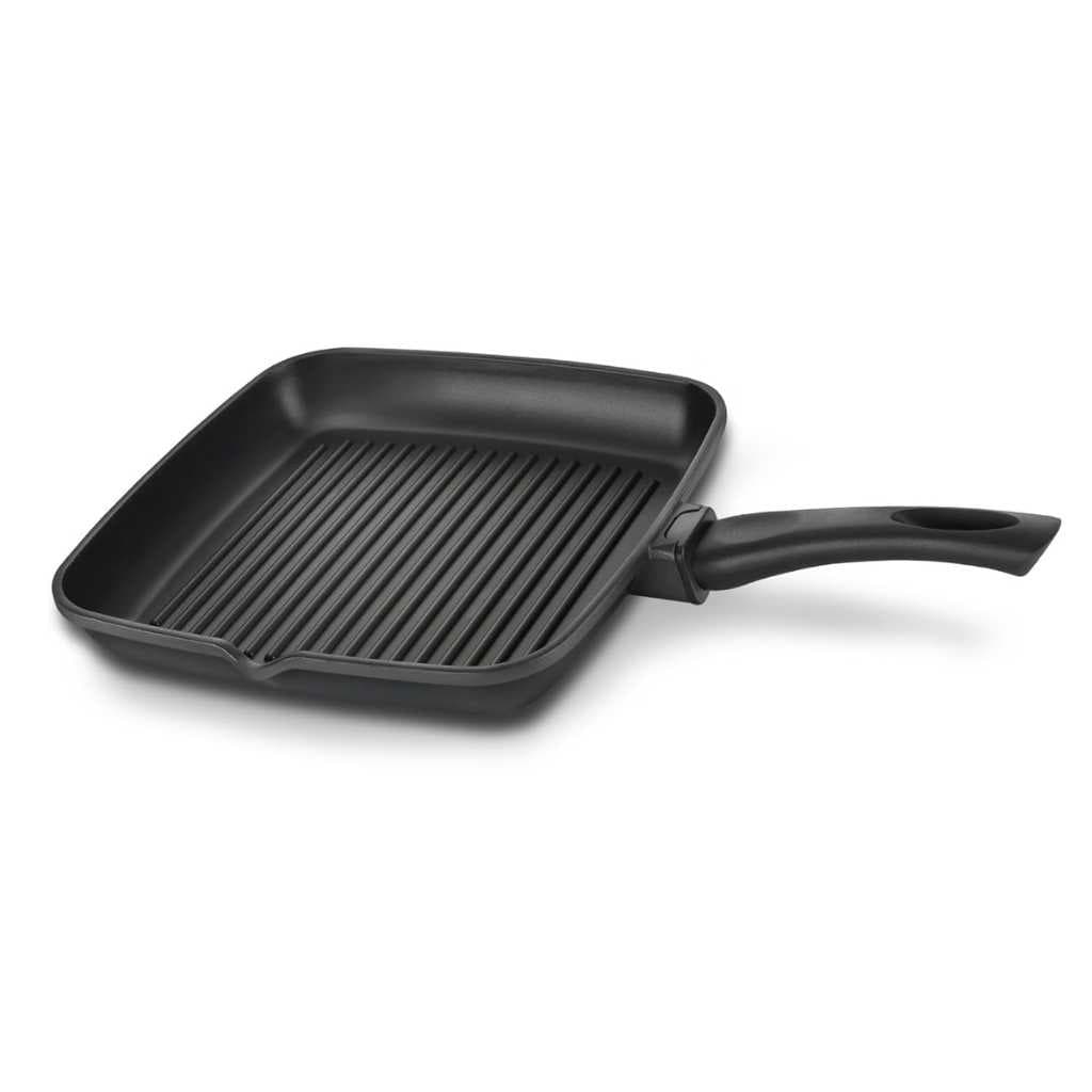 Prestige Omega Die-Cast Aluminium Non-Stick Square Grill Pan 24cm, 3-Layer Coating, Induction Base (Black)