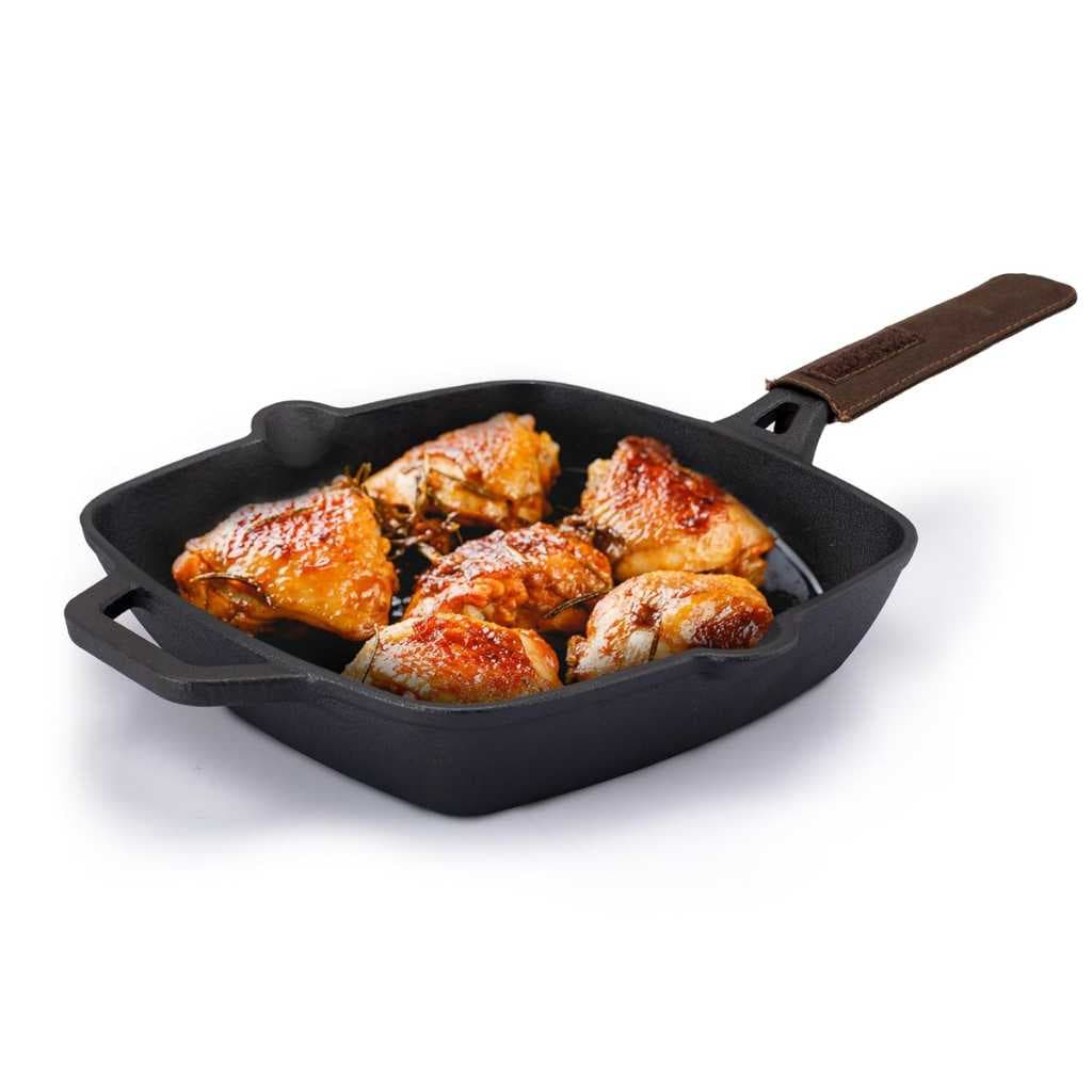AGARO Royal Pre-Seasoned Cast Iron Grill Pan, 24cm, 1.9L