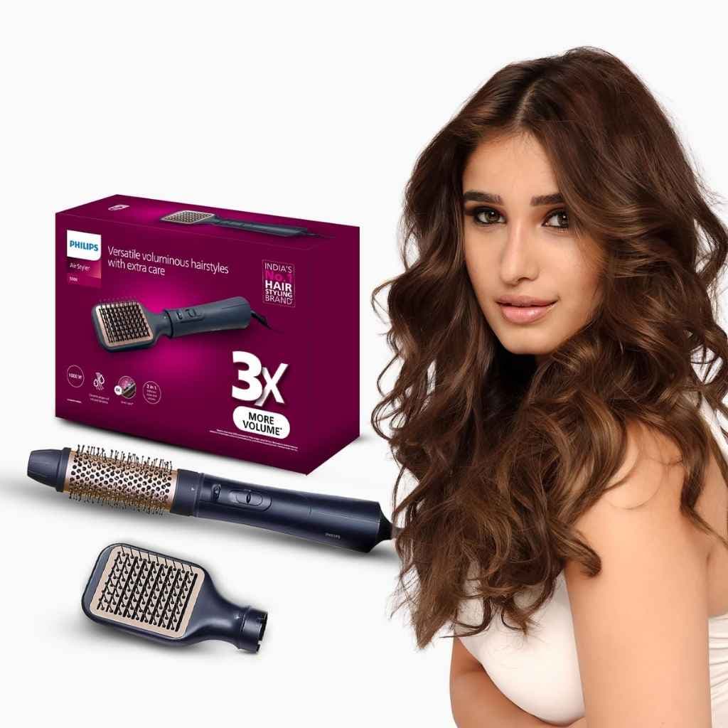 Philips 2-in-1 Airstyler – Straightening Brush + Hot Air Brush Combo for Indian Hair