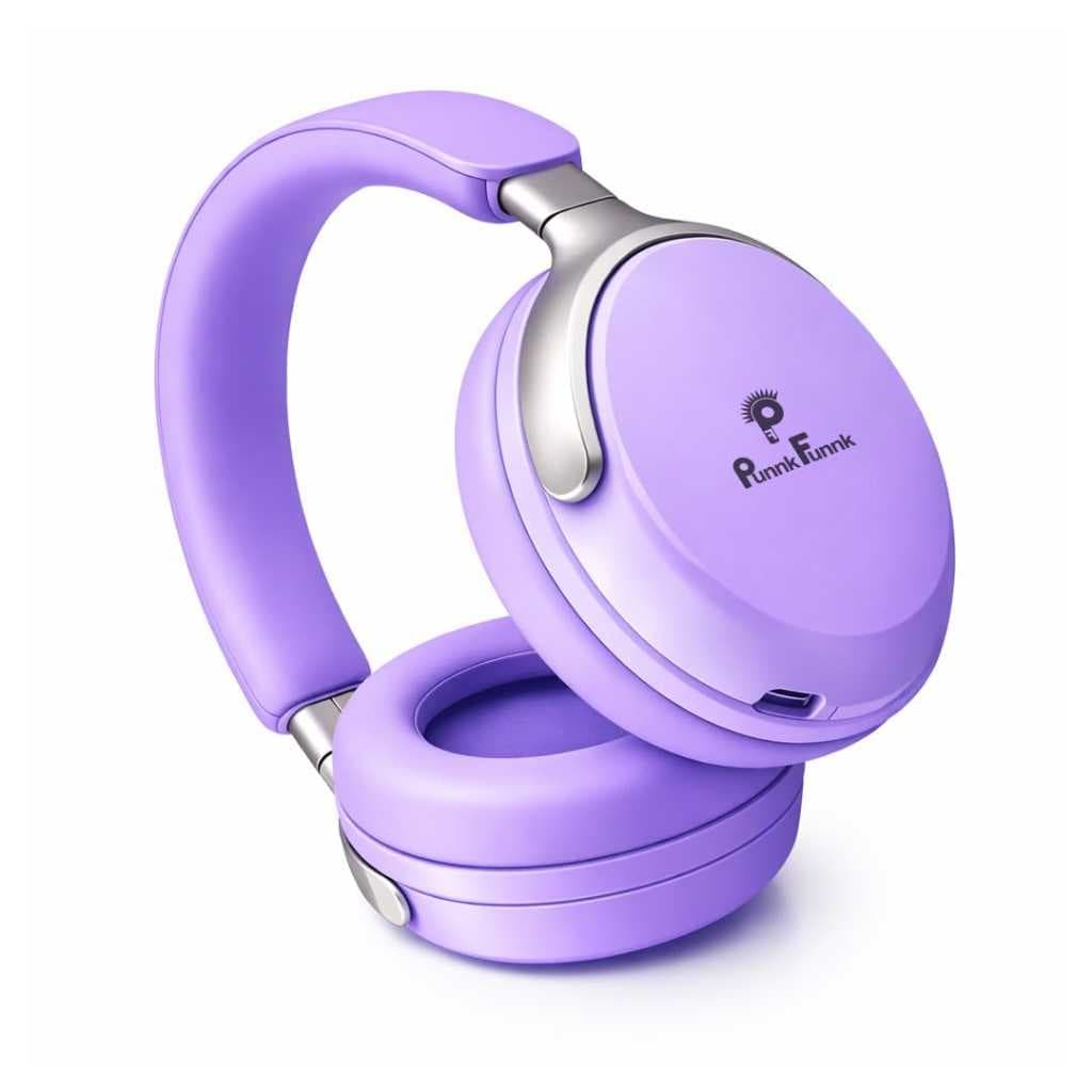 PunnkFunnk Bass Over-Ear Bluetooth Wireless Headphones (Purple)