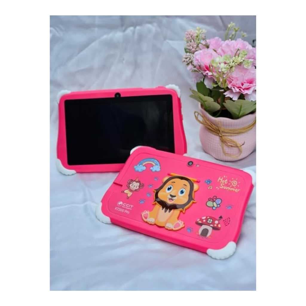 Kids Tablet for Children | 7-Inch Educational Learning Device | Android Compatible | Pink Cartoon Shockproof Case