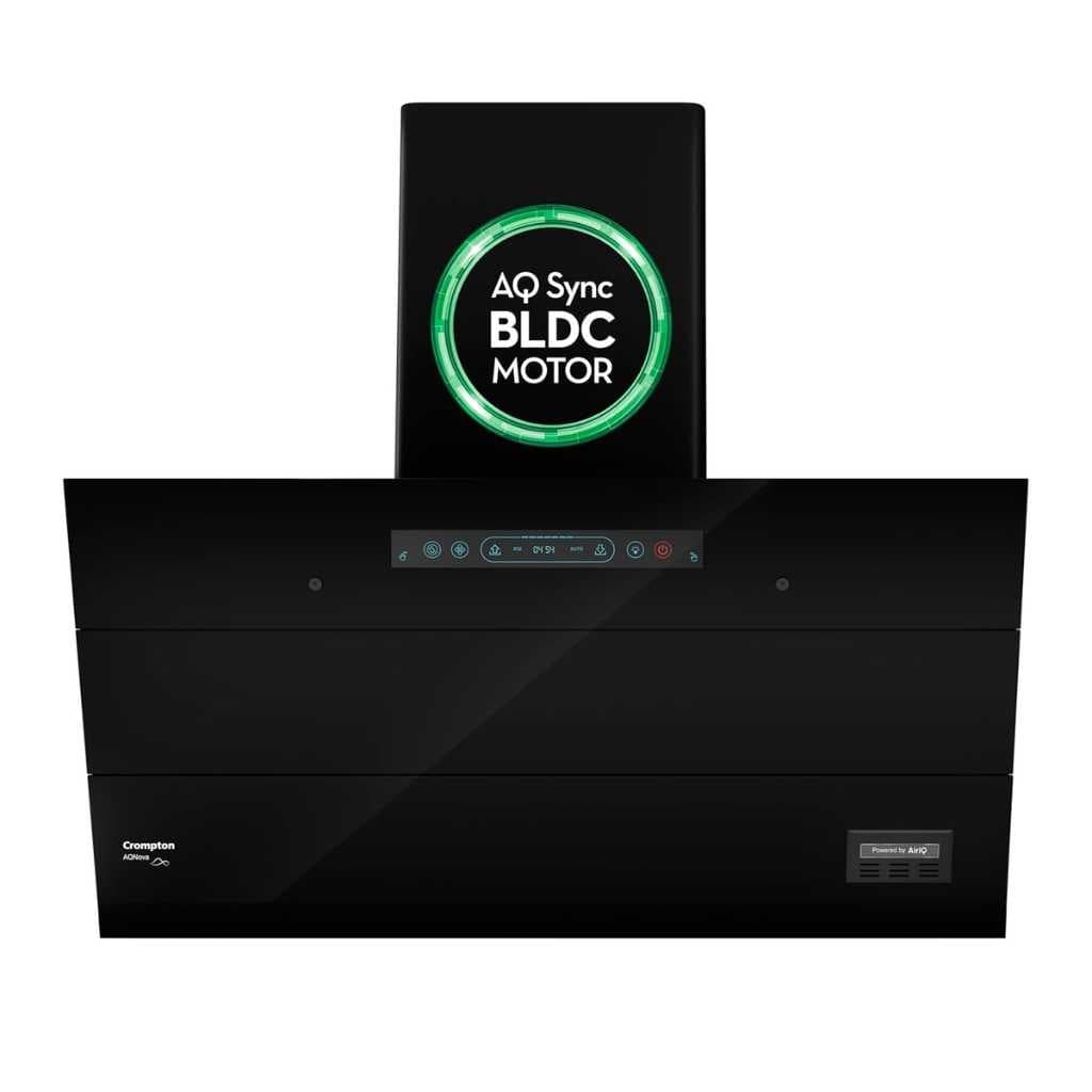 Crompton AQNova 90 cm Slant Kitchen Chimney (1800 m³/hr, BLDC Motor, Black)