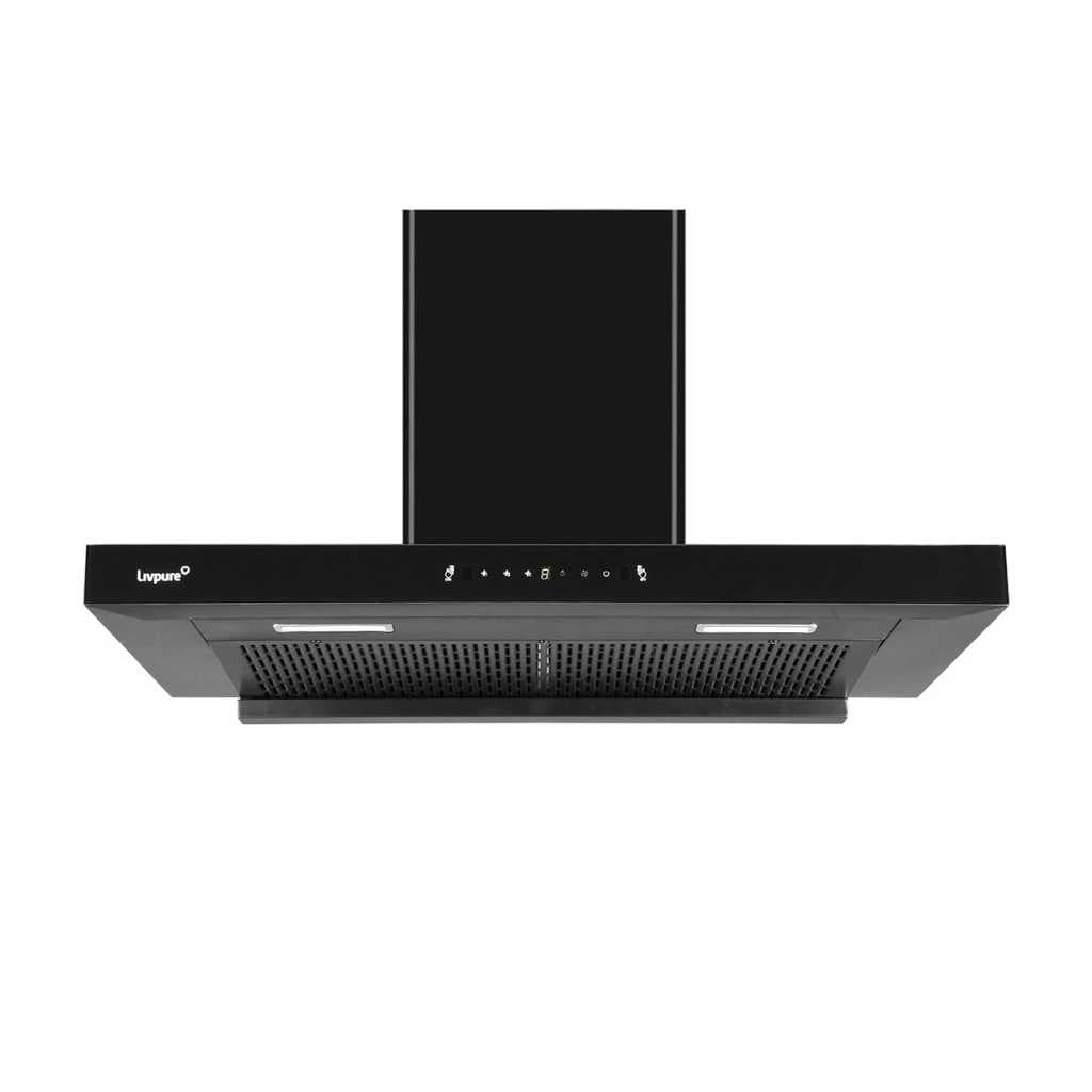 Livpure Fenix 90 cm T-Shape Kitchen Chimney (1400 m³/hr, Filterless, Black)