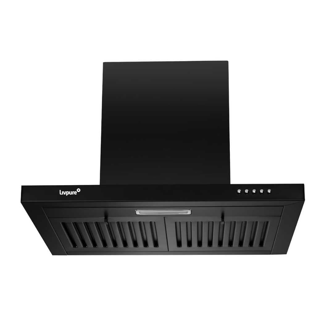 Livpure Shield 60 cm T-Shape Kitchen Chimney (1100 m³/hr, Baffle Filter, Black)