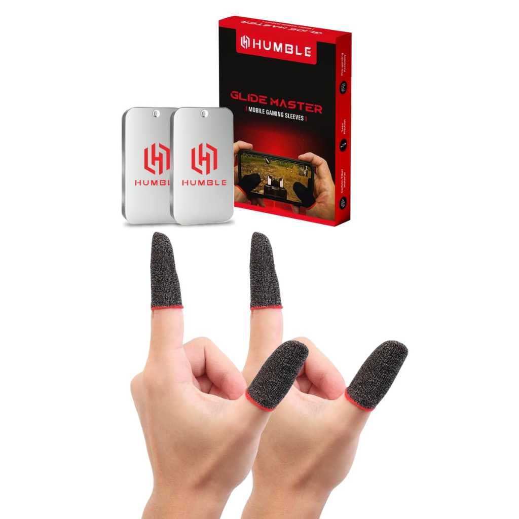 Humble Thumb & Finger Sleeves for Mobile Gaming (4 Pieces) with Metal Carry Box – Anti-Slip, Sweat-Proof Gaming Sleeves
