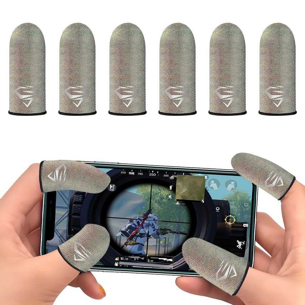 ZORBES® 6 PCS Gaming Finger Cots – Conductive Silver Fiber Thumb & Index Finger Sleeves with Storage Box