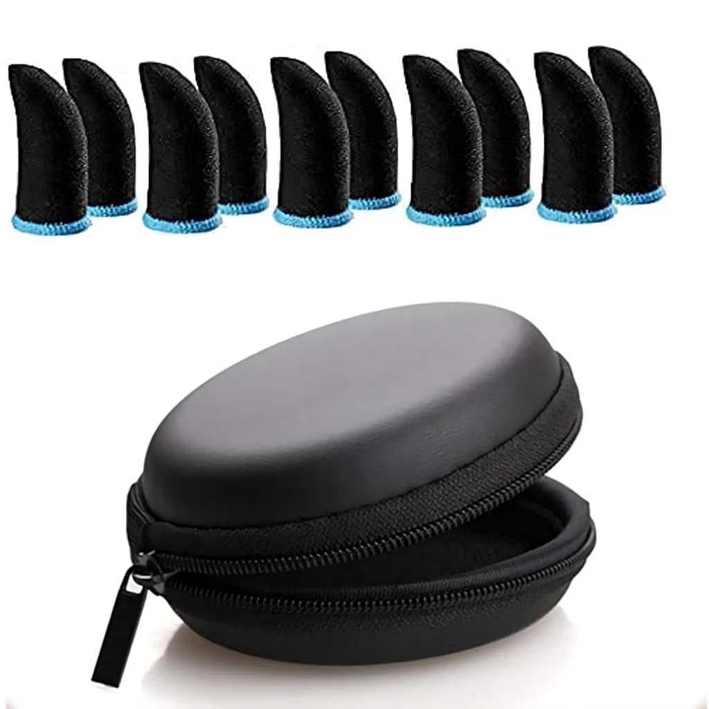Skysia Gaming Finger Sleeves for Mobile Anti-Slip Sweat-Proof Touch Screen Thumb Sleeves with Pouch (10 Pcs, Multi Colour)