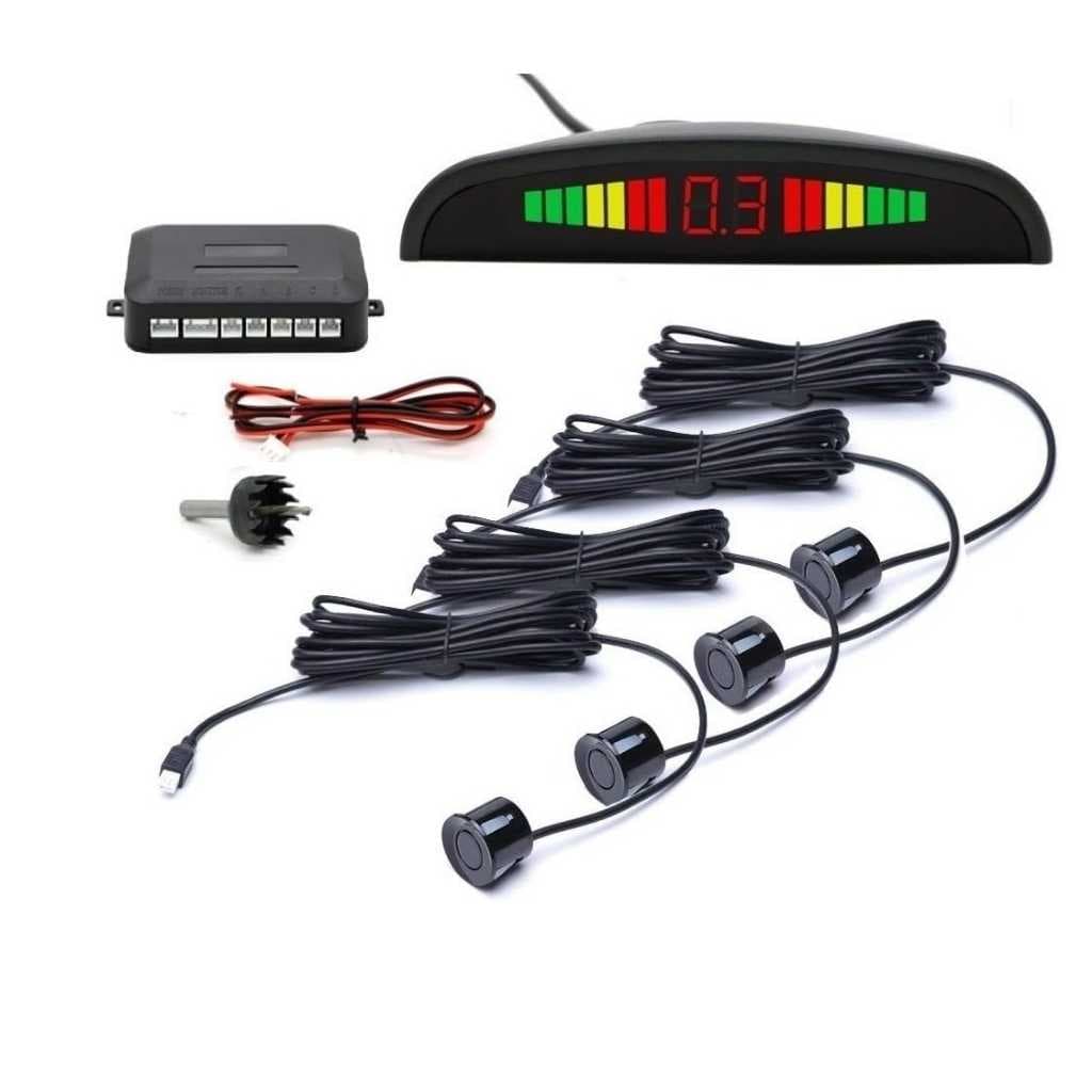 Car Reverse Parking Sensor Set of 4 Black Sensors with LED Display Buzzer and Control Box Radar Alert for Q5