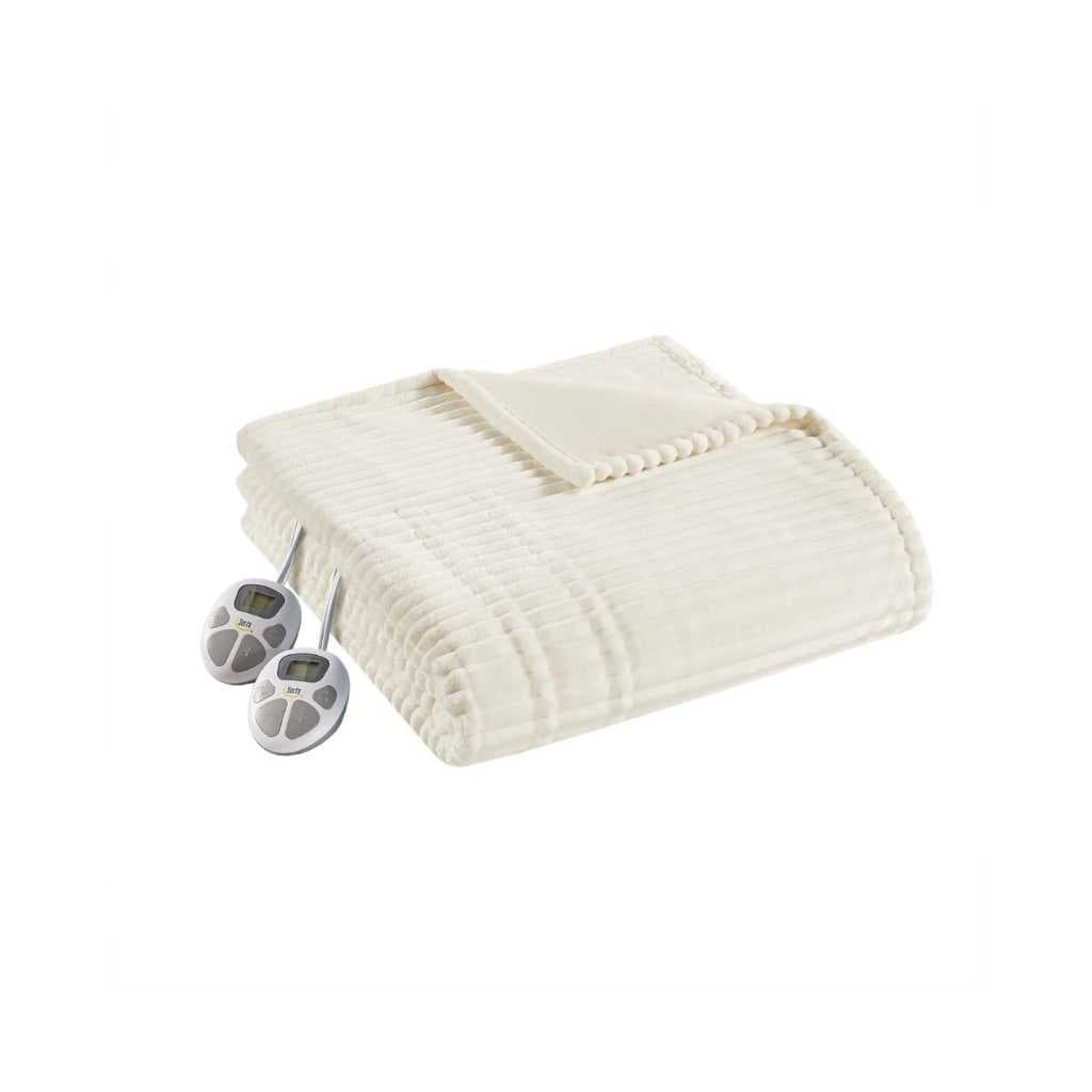 Serta Electric Blanket Soft Ribbing Plush Heating Blanket