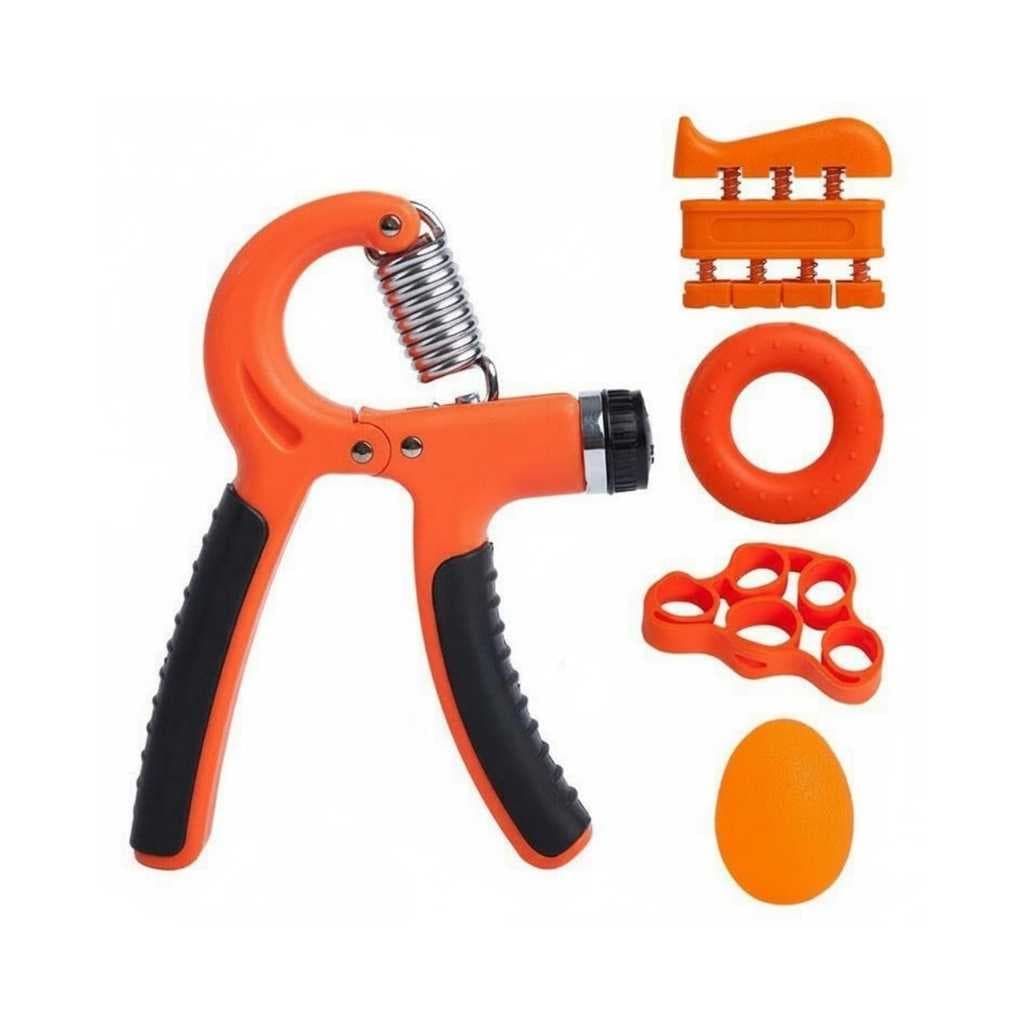 5 Pieces Muscle Building Adjustable Hand Grip & Finger Exerciser Set – Orange