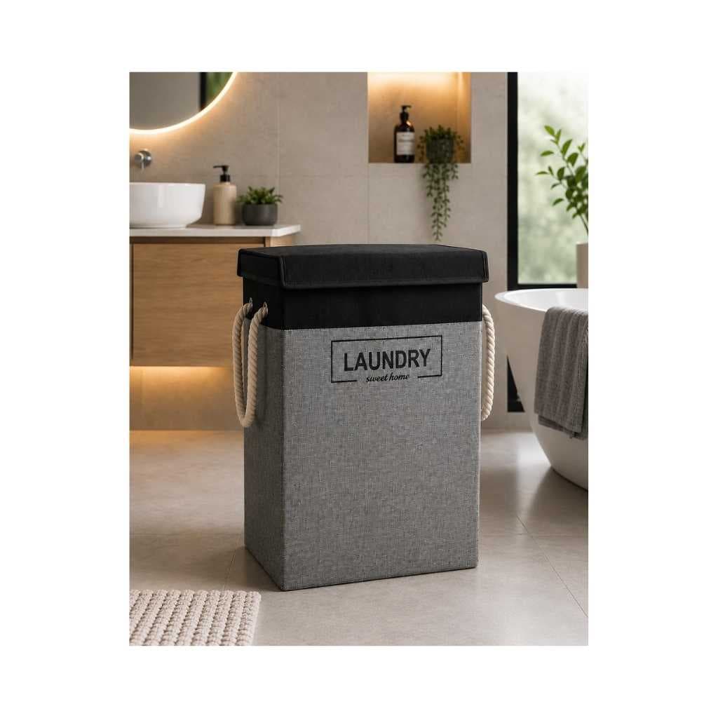 Sweet Home Laundry Bag for Clothes Storage and Washing – Grey & Black
