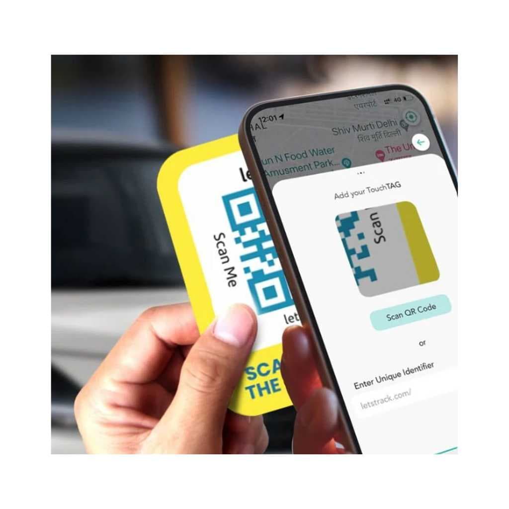 LETSTRACK Smart QR Sticker Tag for Vehicles (Yellow, Pack of 2)
