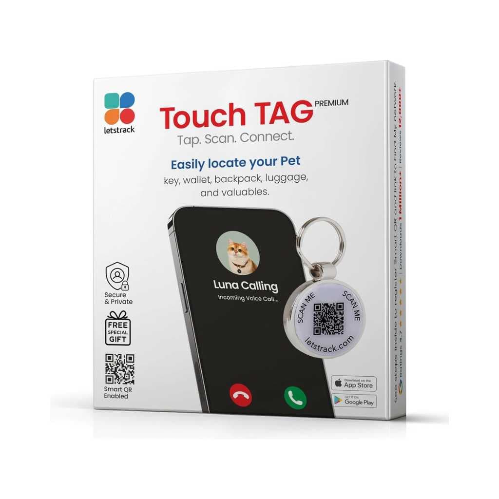 LETSTRACK Touch TAG Premium Smart QR Code Identity Tracker (White)