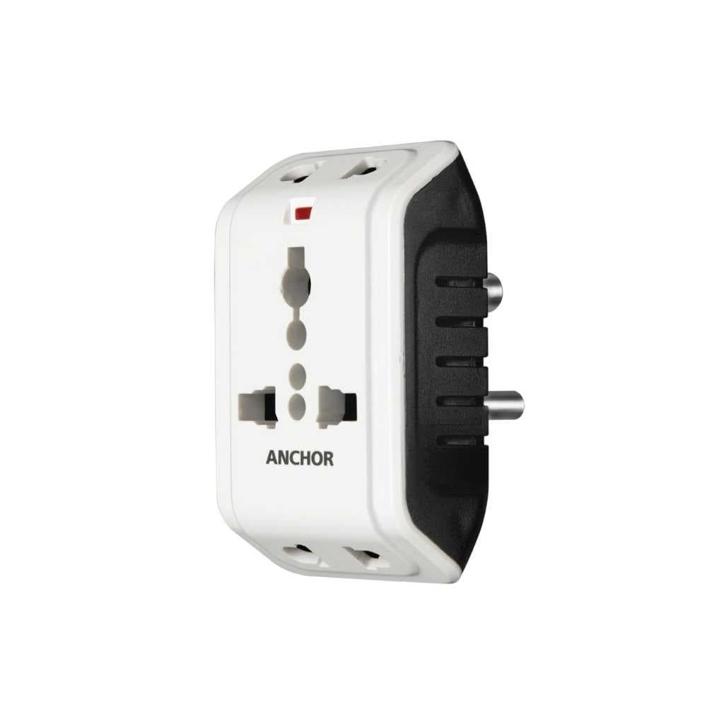 Anchor by Panasonic 6A 3 Pin Multiplug Travel Adapter with Universal Socket