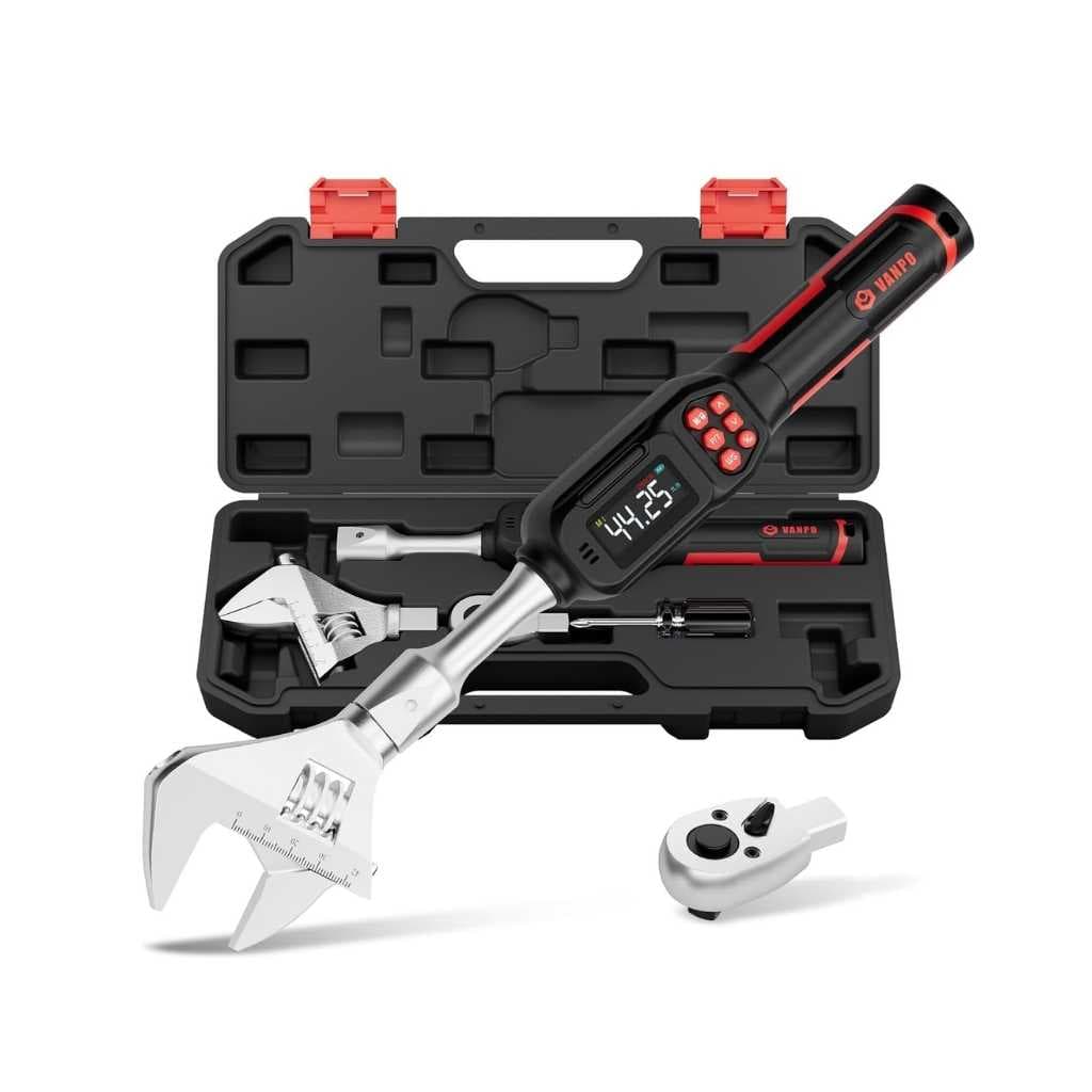 VANPO Adjustable Digital Torque Wrench with Interchangeable Head 60Nm