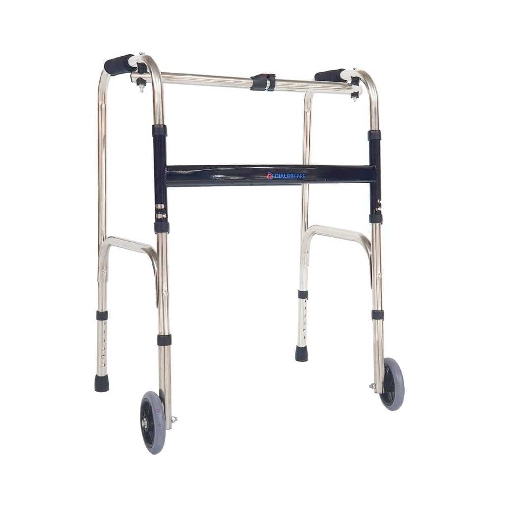 DIALDRCARE Foldable Lightweight Height Adjustable Walker with Wheels