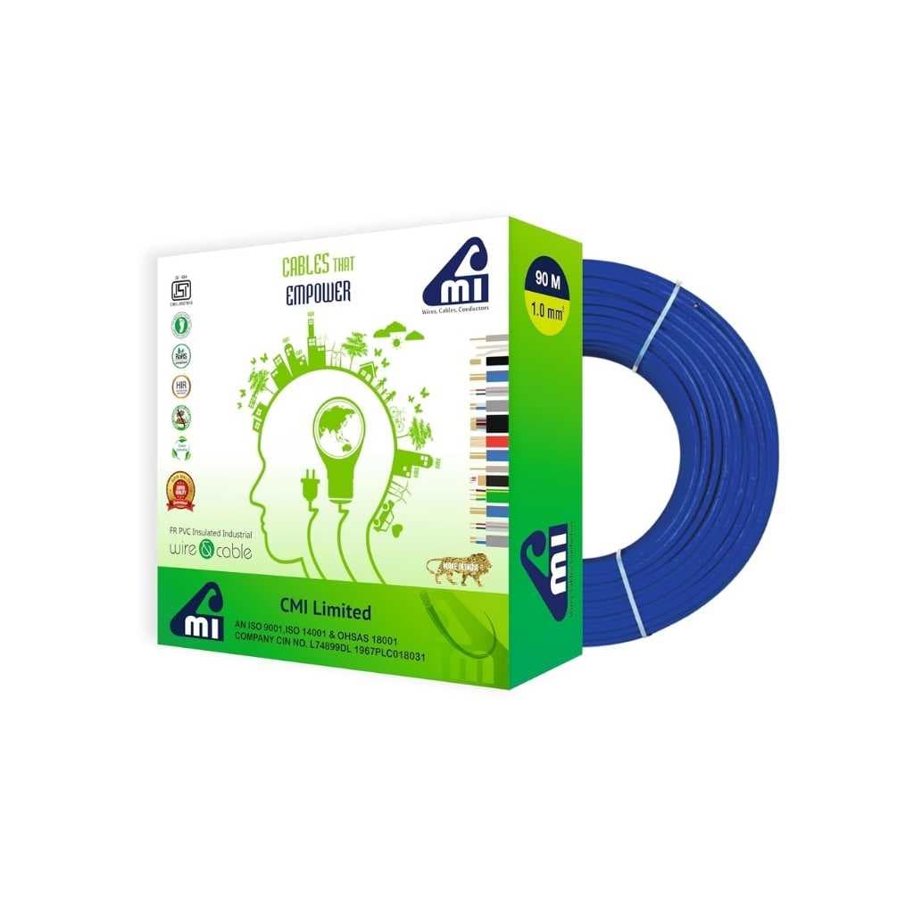 CMI Wires & Cables Single Core Copper Wire (Blue, 1 Sq MM, 90 Meter)
