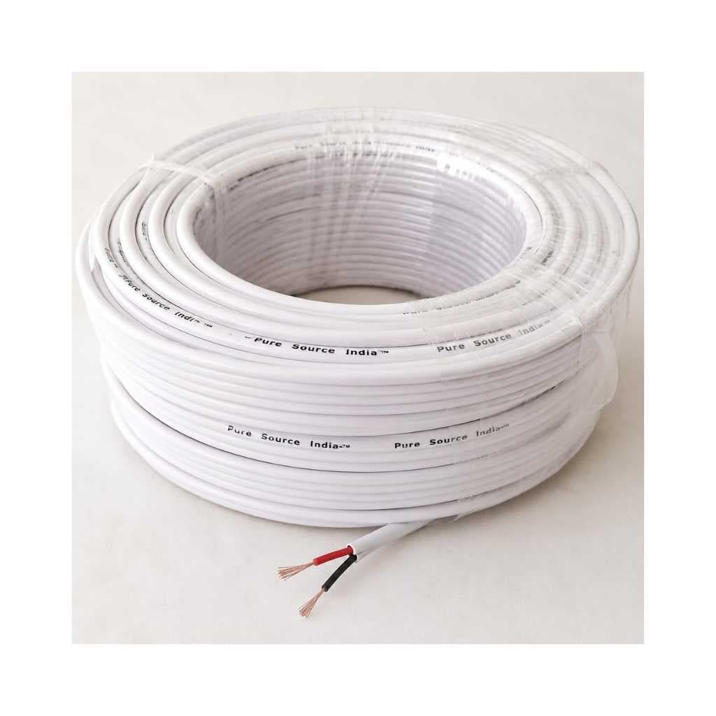 Pure Source India Flexible 0.25mm x 2 Core Round Copper Electrical Wire (White, 5 Meter)