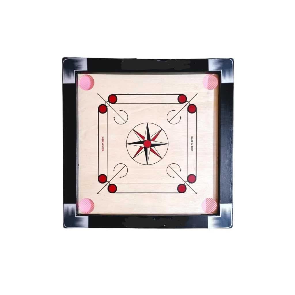 20 Inch Wooden Carrom Board with Mesh Pockets