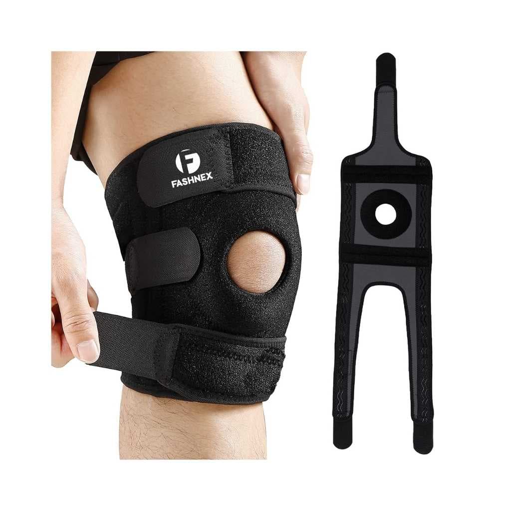 FASHNEX Premium Knee Support Open Patella, Black, Free Size, Single Piece