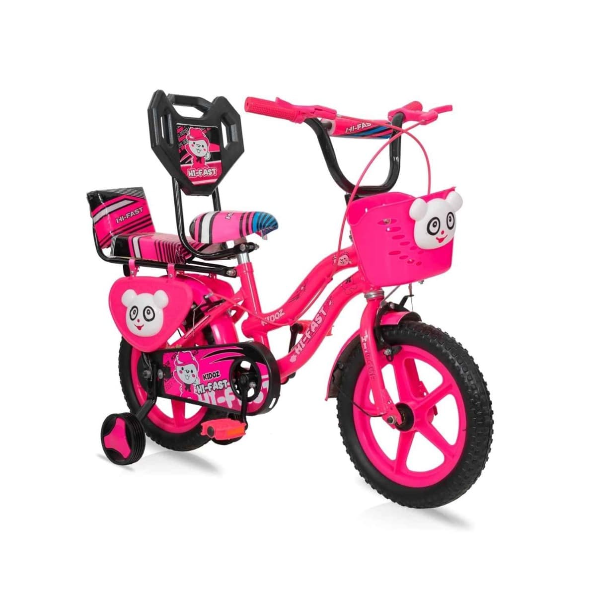 HI-Fast 14 Inch Kids Cycle with Back Seat & Training Wheels (Pink)