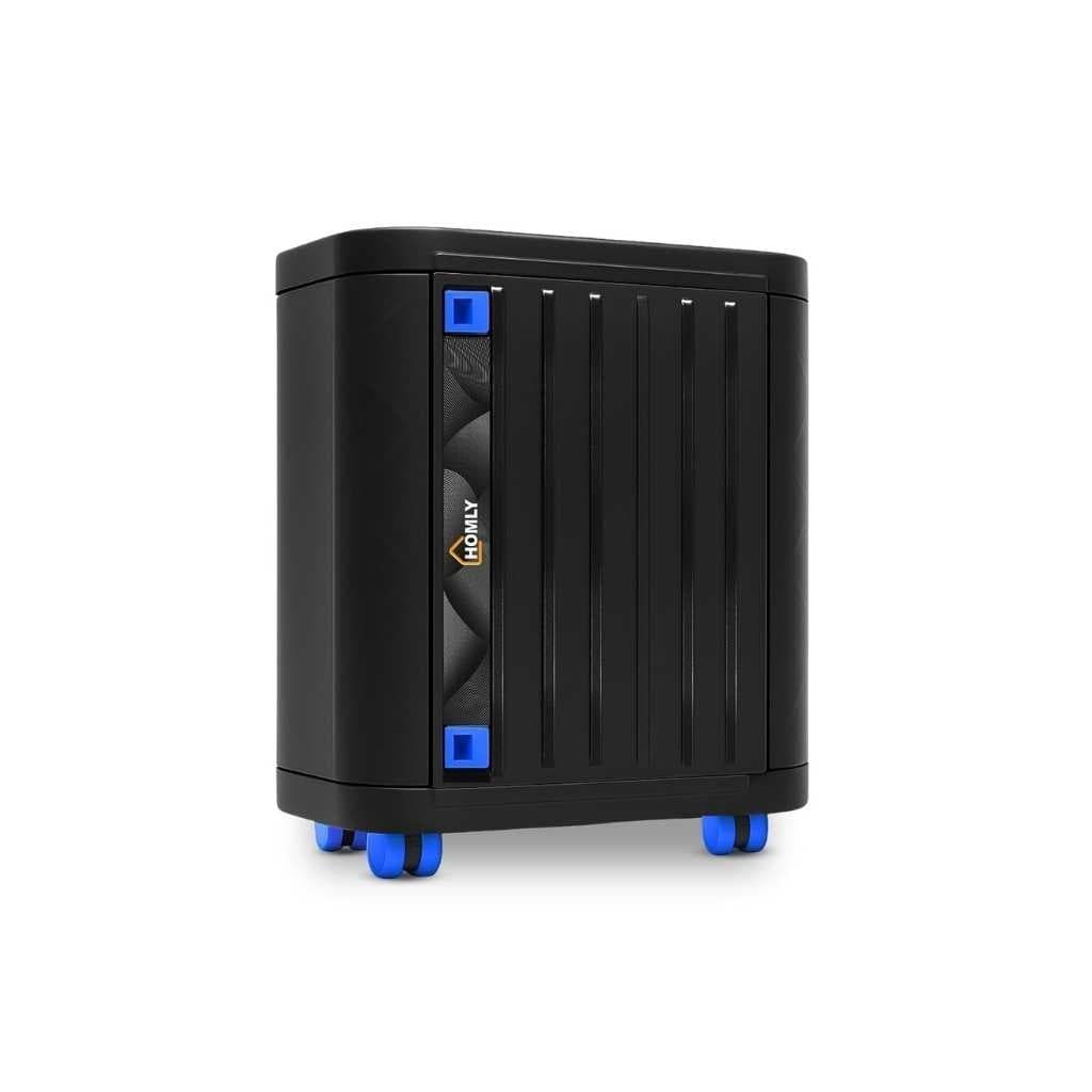Homly Inverter & Battery Trolley with Front Door Heavy Duty Inverter Stand with Cover Box & 6-Wheel Mobility Support Single Flat PlateShort TubularTall Tubular Battery - Black Blue