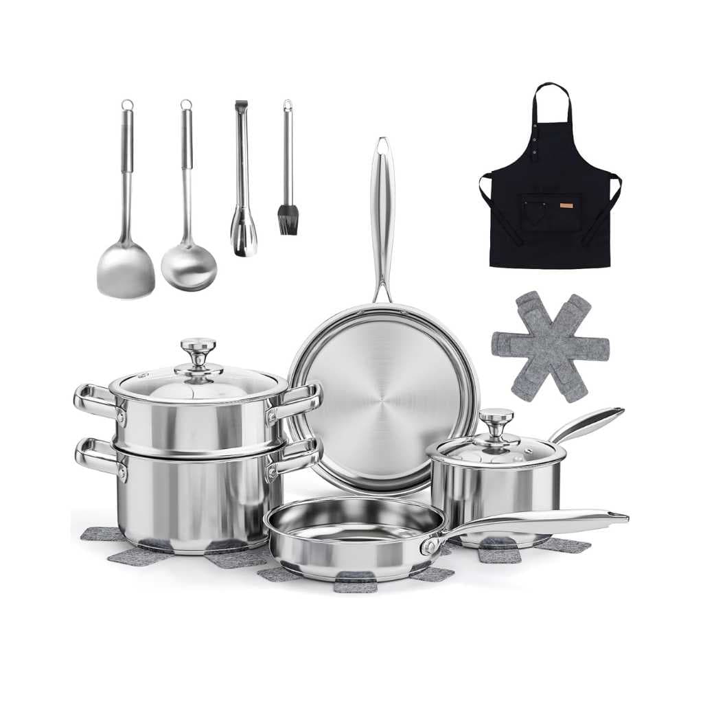 Meythway Pots and Pans Set with Steamer