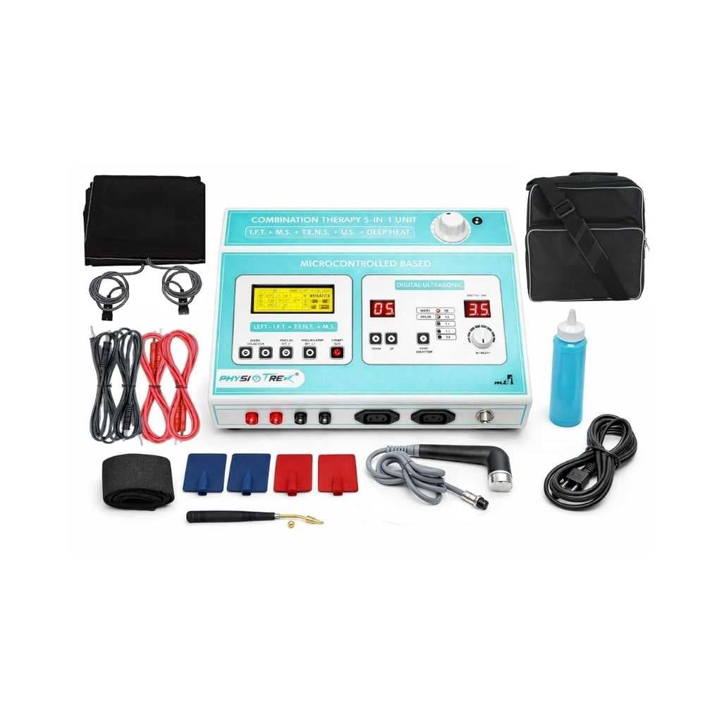 PHYSIOTREX 5-in-1 Combination Electrotherapy Machine (IFT, TENS, MS & US Therapy Unit)