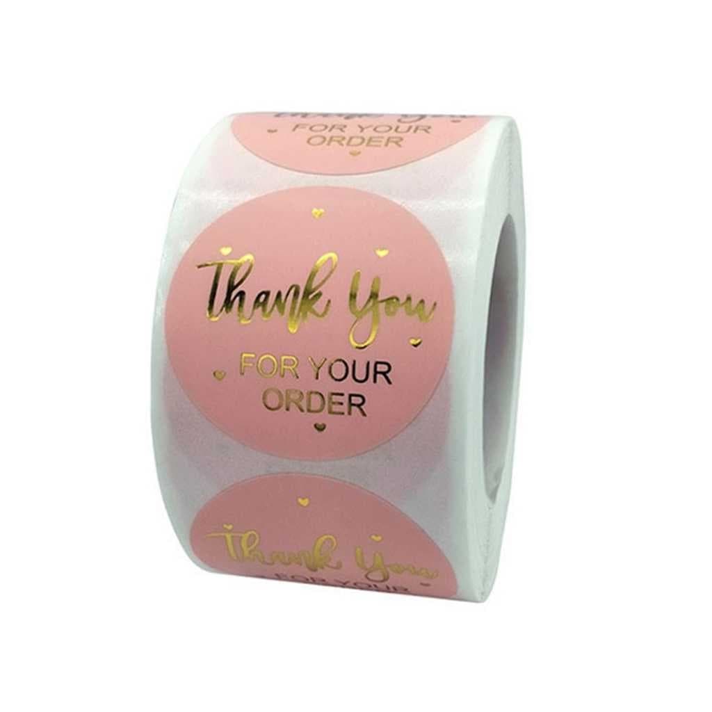 JELLYBABY 3.8 Cm 500 Pcs 1.5In Self-Adhesive Foil Printed Thank You For Your Order Labels Stickers