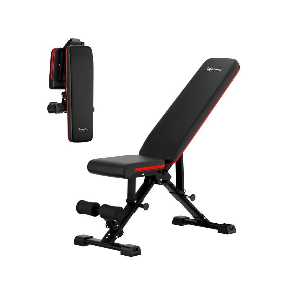 Lifelong Strong Adjustable Foldable Gym Bench 3-in-1 Incline, Decline & Flat Weight Bench