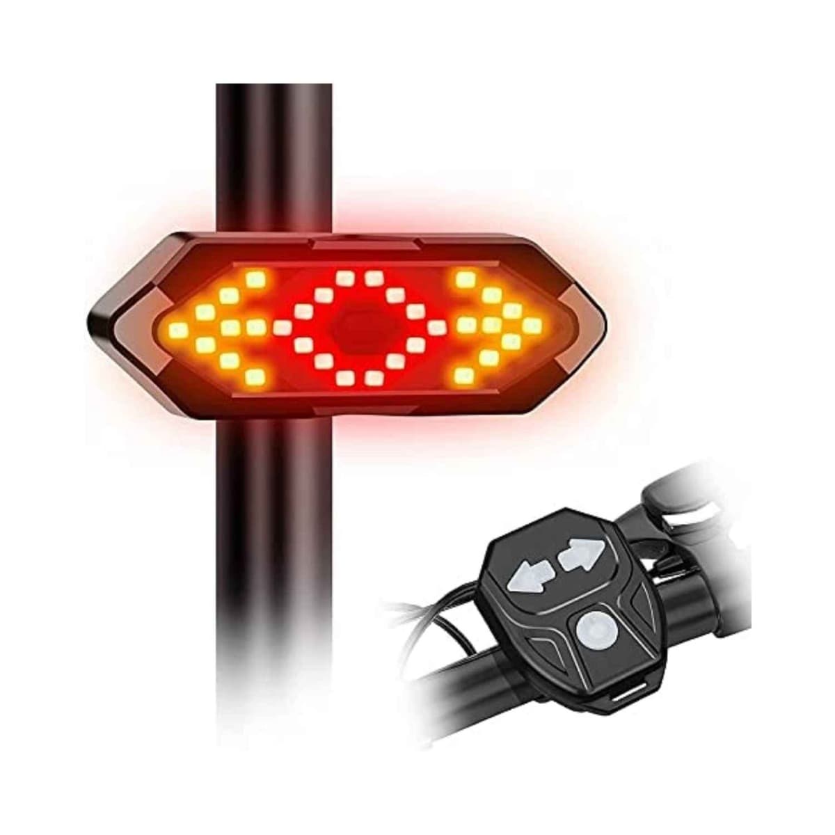 Lista Bicycle Tail Light USB Rechargeable Smart Wireless Remote Control Turn Signal Warning Lamp
