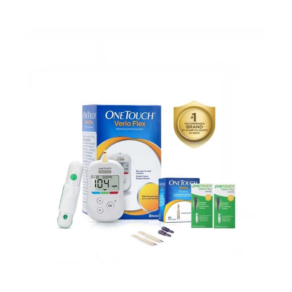 OneTouch Verio Flex Glucometer with 50 Test Strips & 60 Sterile Lancets